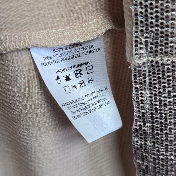 Sabina Musayev Gold Metallic Shimmer Foil O/S Belted Button-up Dress, M, NWOT - Picture 12 of 12